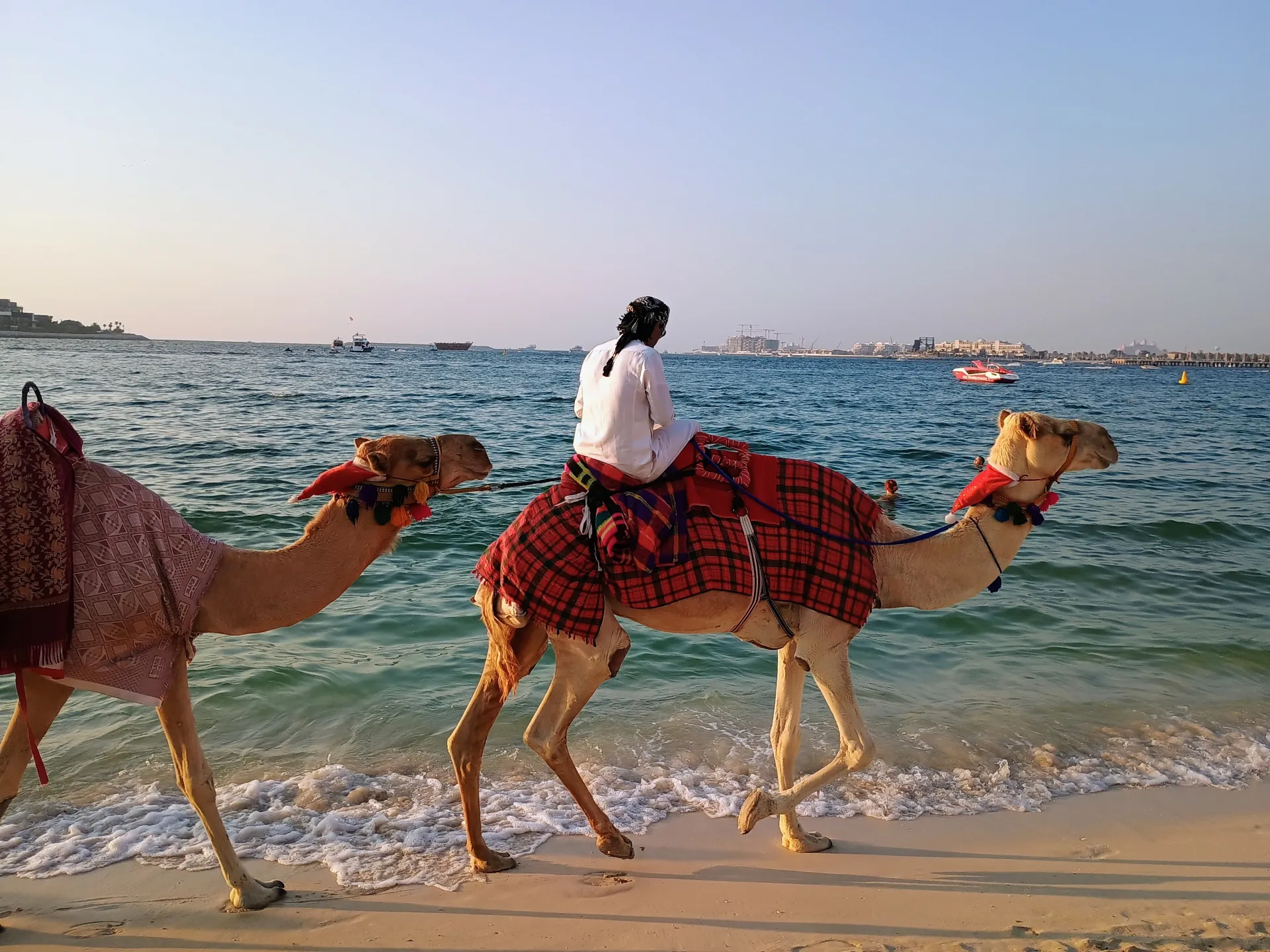 A man on a camel in Dubai